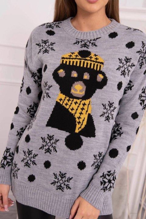 Sweter świąteczny z misiem szary Sweter świąteczny z misiem szary