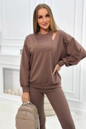 Komplet 3-częściowy bluza + top + legginsy mocca