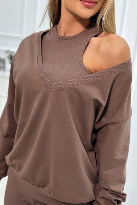 Komplet 3-częściowy bluza + top + legginsy mocca Komplet 3-częściowy bluza + top + legginsy mocca