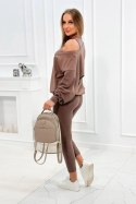 Komplet 3-częściowy bluza + top + legginsy mocca