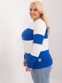 Ciemnoniebieska bluzka plus size w paski
