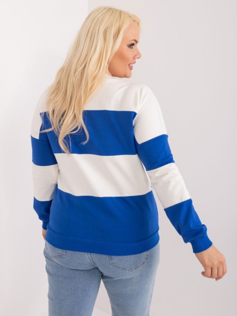 Ciemnoniebieska bluzka plus size w paski Ciemnoniebieska bluzka plus size w paski