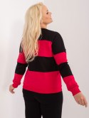 Ciemnoniebieska bluzka plus size w paski