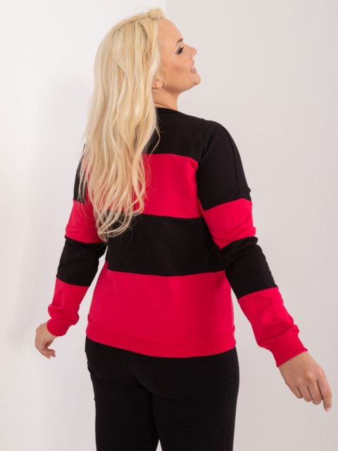 Ciemnoniebieska bluzka plus size w paski Ciemnoniebieska bluzka plus size w paski