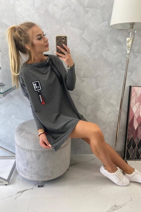 Bluza oversize z asymetrycznymi bokami grafitowa
