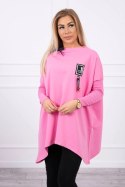 Bluza oversize z asymetrycznymi bokami jasno różowa