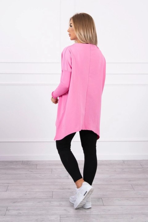 Bluza oversize z asymetrycznymi bokami jasno różowa Bluza oversize z asymetrycznymi bokami jasno różowa