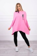 Bluza oversize z asymetrycznymi bokami jasno różowa