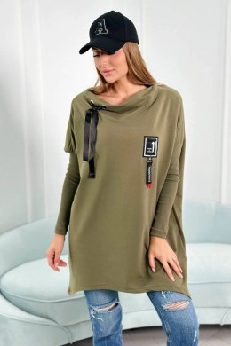 Bluza oversize z asymetrycznymi bokami khaki