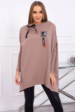 Bluza oversize z asymetrycznymi bokami mocca