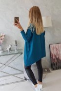 Bluza oversize z asymetrycznymi bokami morski