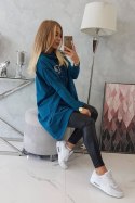 Bluza oversize z asymetrycznymi bokami morski