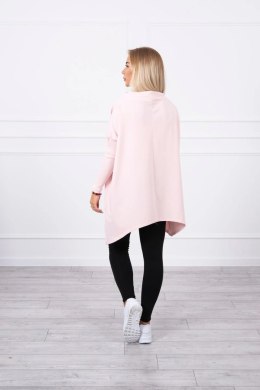 Bluza oversize z asymetrycznymi bokami pudrowy róż