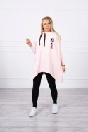 Bluza oversize z asymetrycznymi bokami pudrowy róż