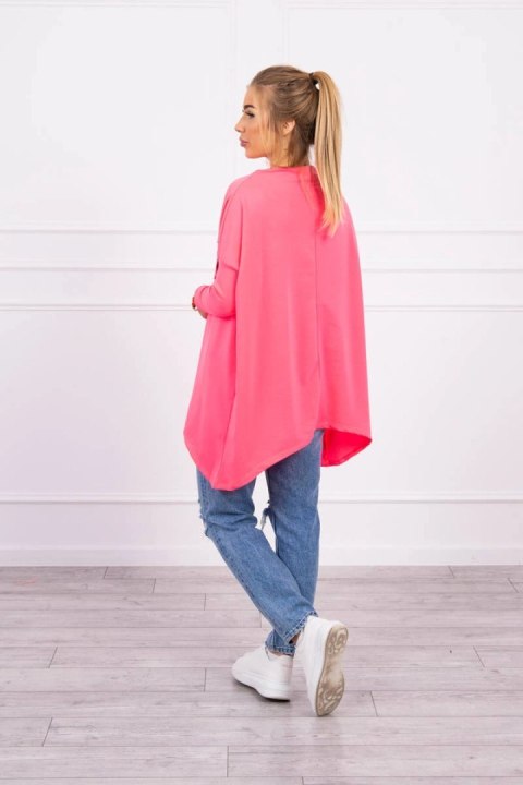 Bluza oversize z asymetrycznymi bokami różowy neon Bluza oversize z asymetrycznymi bokami różowy neon