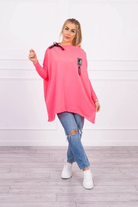 Bluza oversize z asymetrycznymi bokami różowy neon Bluza oversize z asymetrycznymi bokami różowy neon
