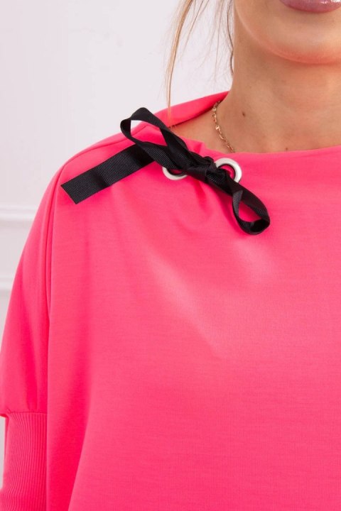 Bluza oversize z asymetrycznymi bokami różowy neon Bluza oversize z asymetrycznymi bokami różowy neon