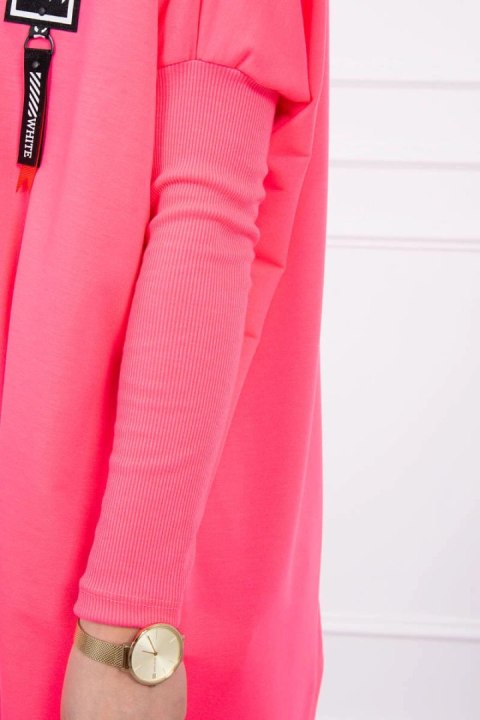 Bluza oversize z asymetrycznymi bokami różowy neon Bluza oversize z asymetrycznymi bokami różowy neon