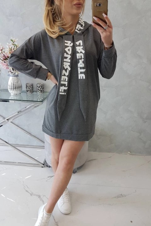 Sukienka z kapturem Oversize grafitowa Sukienka z kapturem Oversize grafitowa