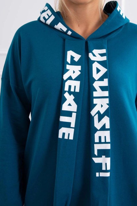 Sukienka z kapturem Oversize morska Sukienka z kapturem Oversize morska