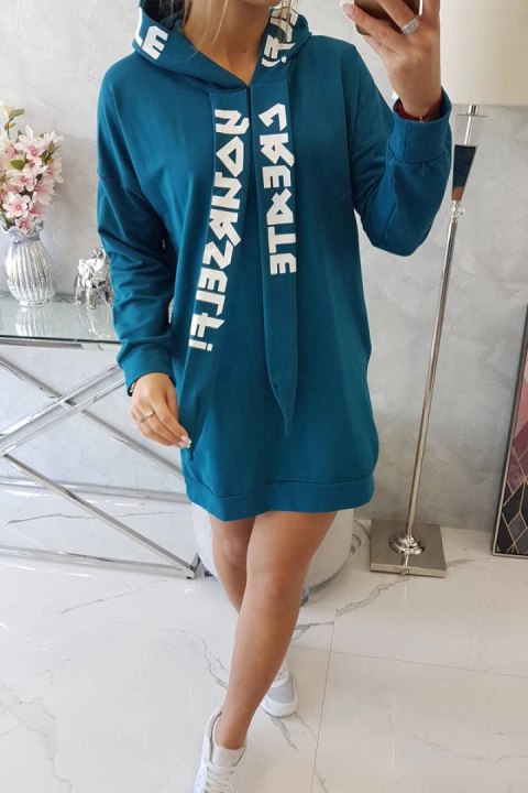 Sukienka z kapturem Oversize morska Sukienka z kapturem Oversize morska
