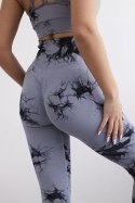 Komplet fitness top + legginsy push up szary + czarny