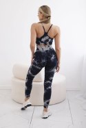 Komplet fitness top z regulowanymi ramiączkami + legginsy push up granatowy