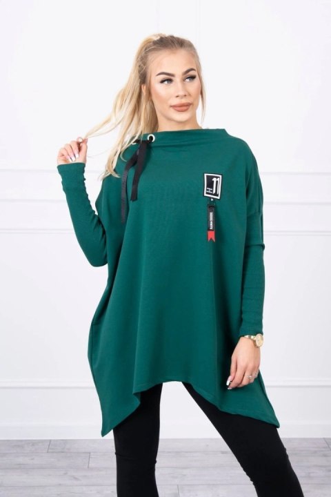 Bluza oversize z asymetrycznymi bokami ciemno zielona