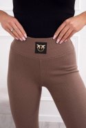 Legginsy w prążek z wysokim stanem mocca