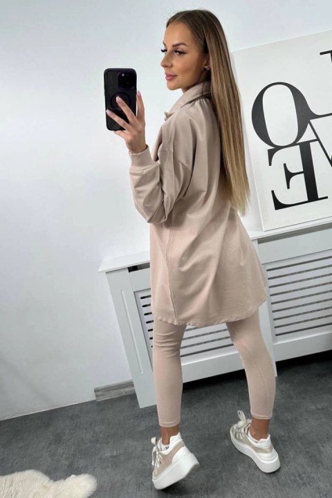 Komplet 3-częściowy bluza, top i legginsy beżowy Komplet 3-częściowy bluza, top i legginsy beżowy