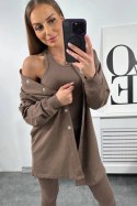 Komplet 3-częściowy bluza, top i legginsy mocca