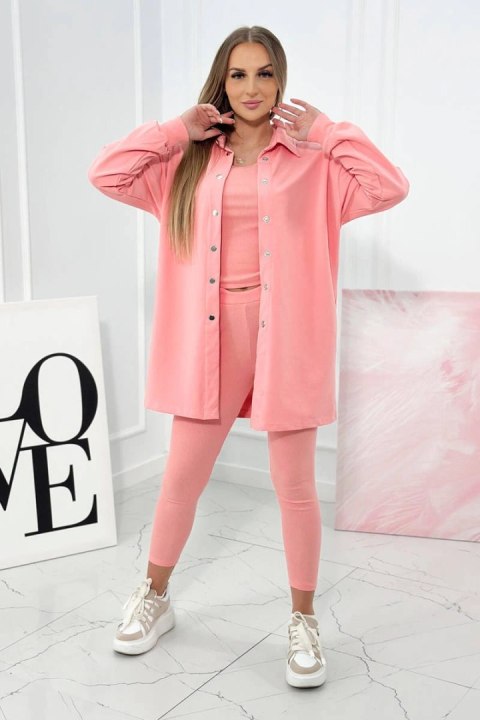 Komplet 3-częściowy bluza, top i legginsy morelowy Komplet 3-częściowy bluza, top i legginsy morelowy