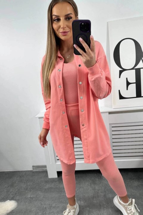 Komplet 3-częściowy bluza, top i legginsy morelowy Komplet 3-częściowy bluza, top i legginsy morelowy