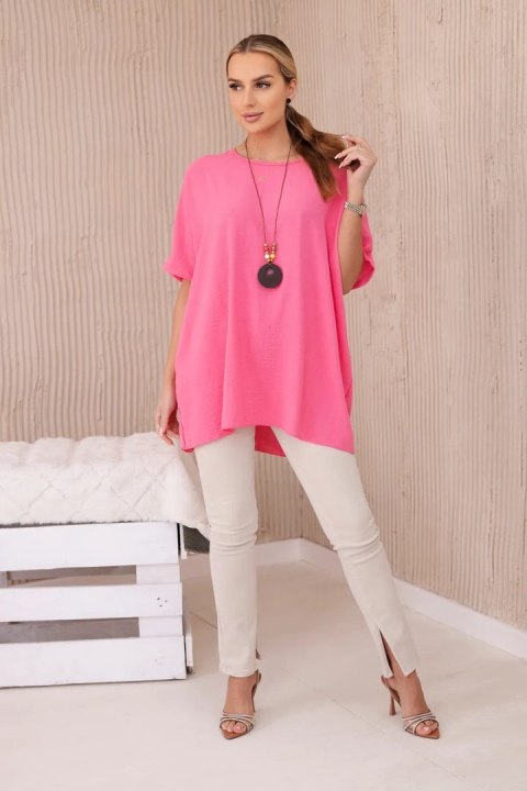 Bluzka oversize z wisiorkiem jasny różowy Bluzka oversize z wisiorkiem jasny różowy