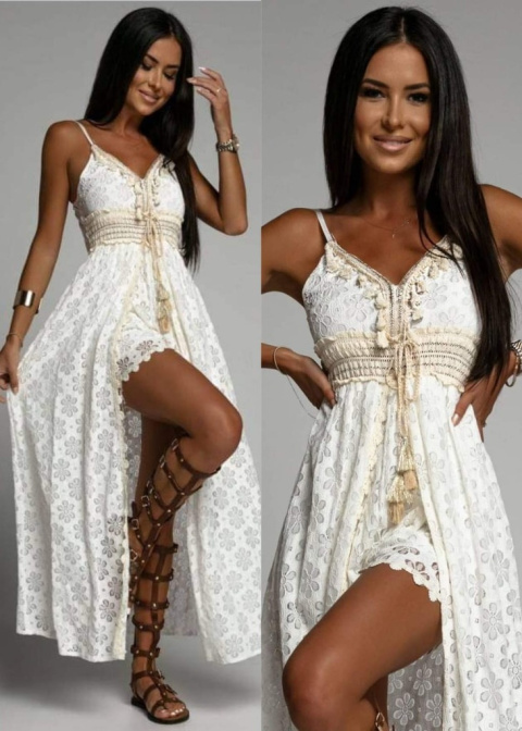 Kombinezon koronkowy na ramiączkach a"la sukienka Boho Kombinezon koronkowy na ramiączkach a"la sukienka Boho