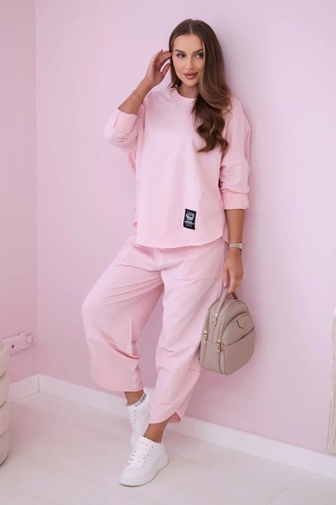 Komplet bawełniany bluza + spodnie pudrowy róż Komplet bawełniany bluza + spodnie pudrowy róż