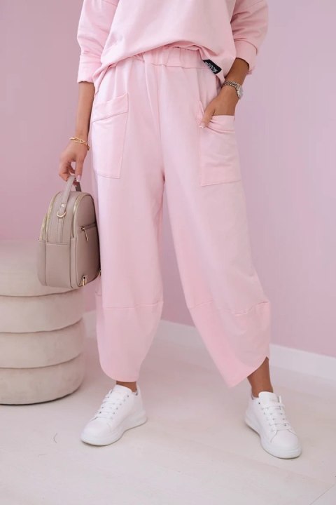 Komplet bawełniany bluza + spodnie pudrowy róż Komplet bawełniany bluza + spodnie pudrowy róż