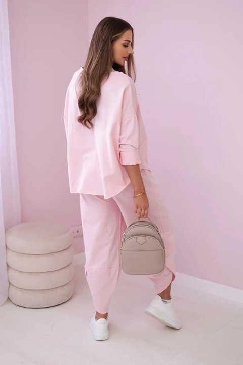 Komplet bawełniany bluza + spodnie pudrowy róż Komplet bawełniany bluza + spodnie pudrowy róż