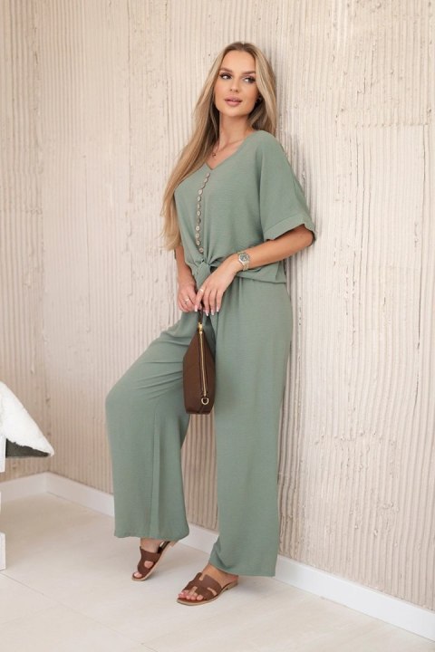 Komplet bluzki ze spodniami jasny khaki Komplet bluzki ze spodniami jasny khaki