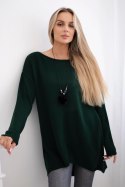 Sweter z naszyjnikiem ciemny zielony