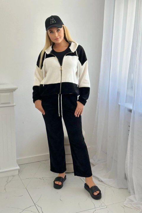Komplet prążkowany welur bluza + spodnie czarny Komplet prążkowany welur bluza + spodnie czarny