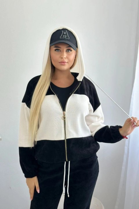 Komplet prążkowany welur bluza + spodnie czarny Komplet prążkowany welur bluza + spodnie czarny