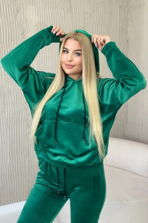Komplet welurowy bluza kangurka + spodnie jasny zielony Komplet welurowy bluza kangurka + spodnie jasny zielony