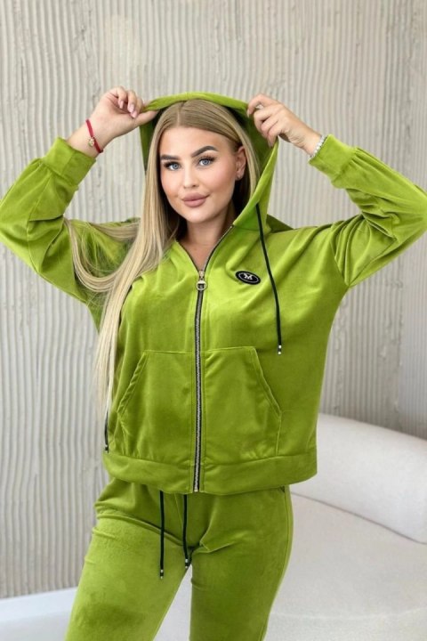 Komplet welurowy bluza z kapturem + spodnie kiwi Komplet welurowy bluza z kapturem + spodnie kiwi