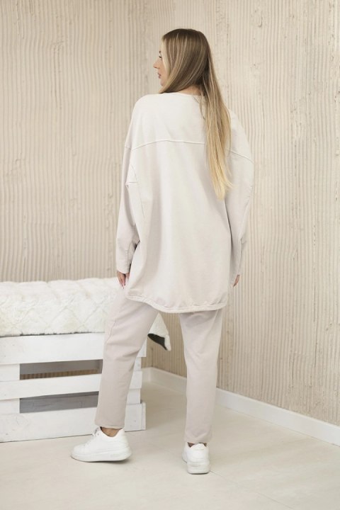 Komplet bawełniany oversize bluza + spodnie beżowy Komplet bawełniany oversize bluza + spodnie beżowy