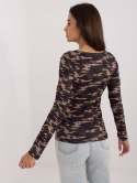 Khaki bluzka longsleeve we wzór moro