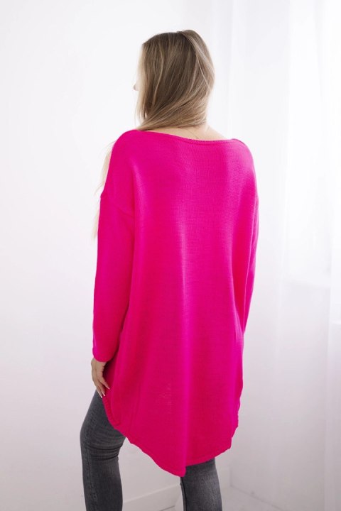 Sweter z naszyjnikiem różowy neon Sweter z naszyjnikiem różowy neon