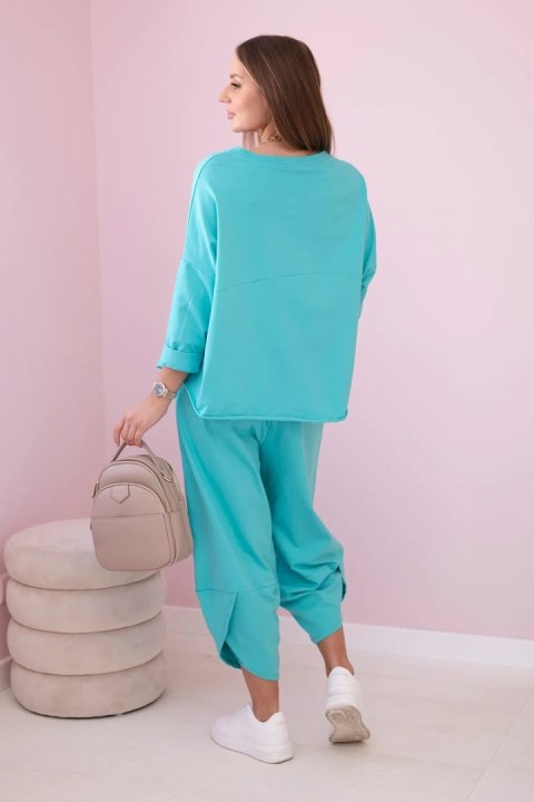 Komplet bawełniany bluza + spodnie miętowy Komplet bawełniany bluza + spodnie miętowy