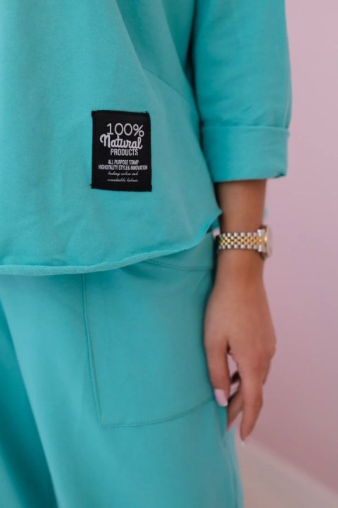 Komplet bawełniany bluza + spodnie miętowy Komplet bawełniany bluza + spodnie miętowy