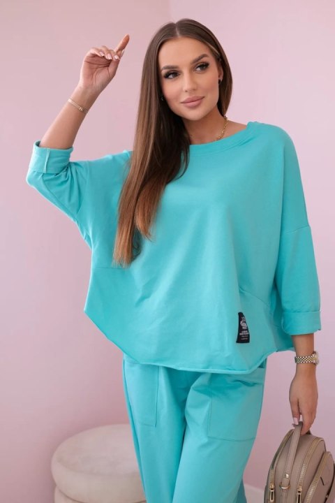 Komplet bawełniany bluza + spodnie miętowy Komplet bawełniany bluza + spodnie miętowy